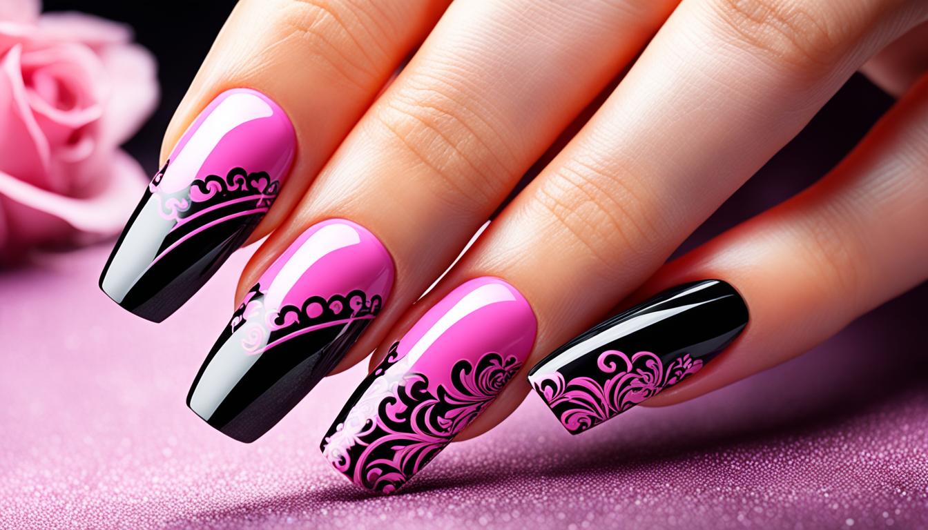 20 nageldesign rosa schwarz