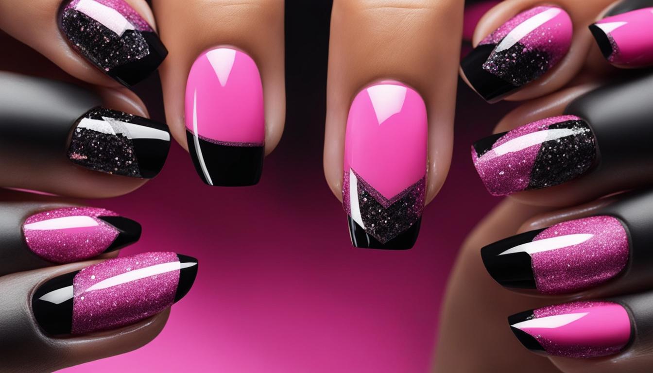 Nageldesign in Pink und Schwarz