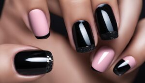 nageldesign-ideen in rosa und schwarz trends