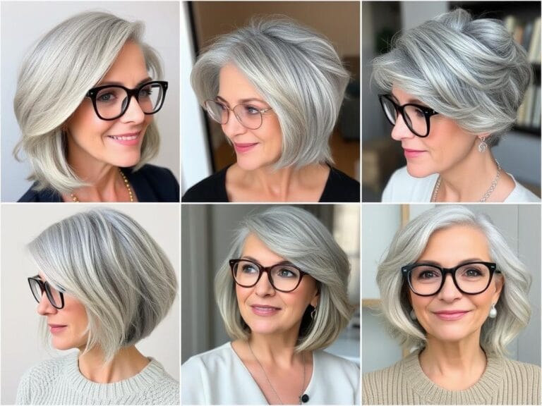 frisuren für graue haare ab 60 mit brille