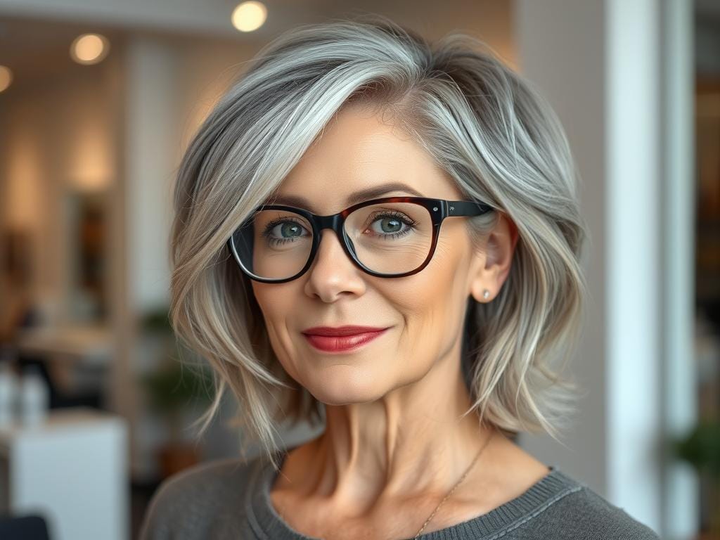 graue haare stylen für damen