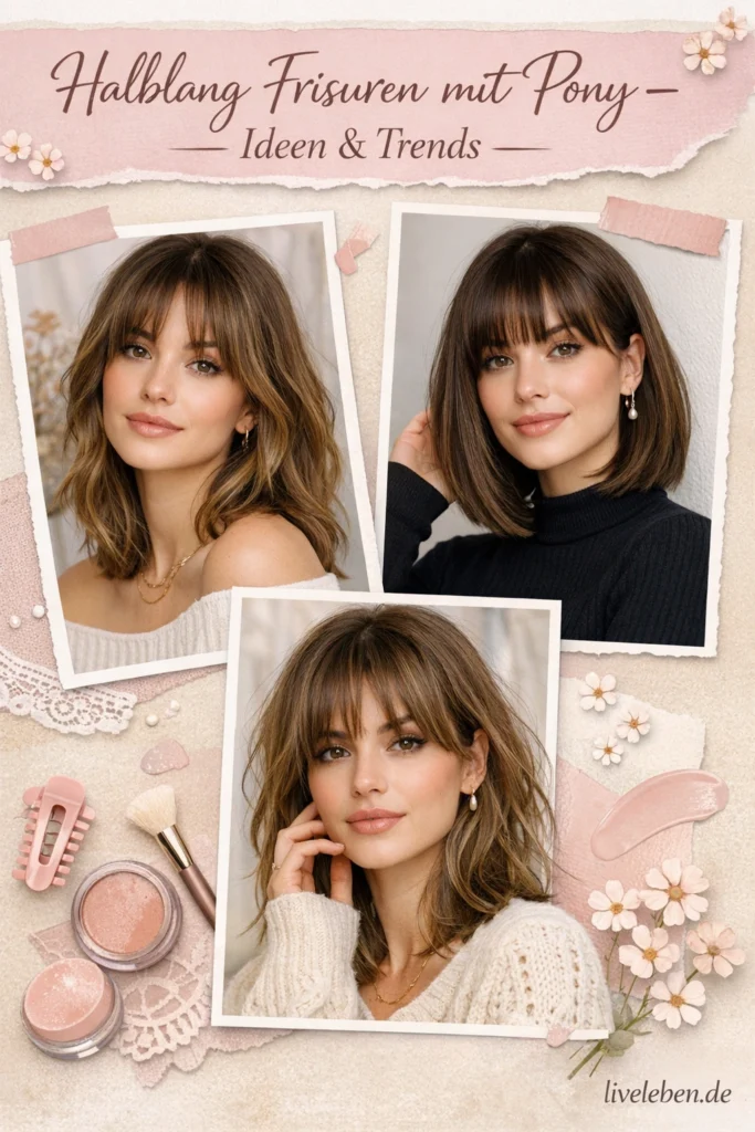 Halblang Frisuren mit Pony