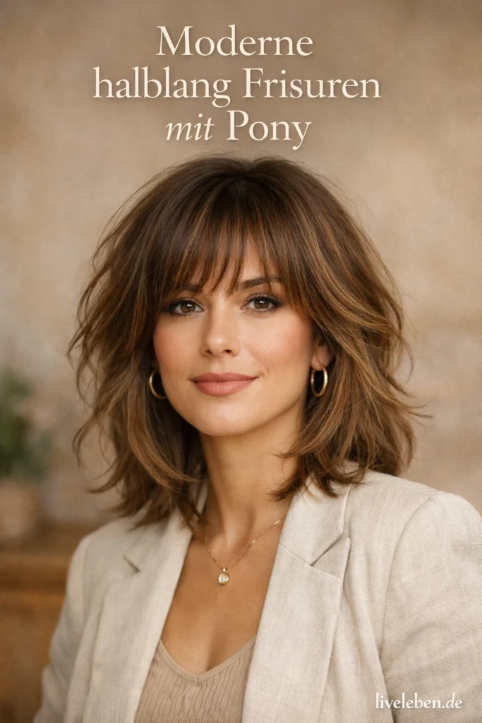 Halblang Frisuren mit Pony