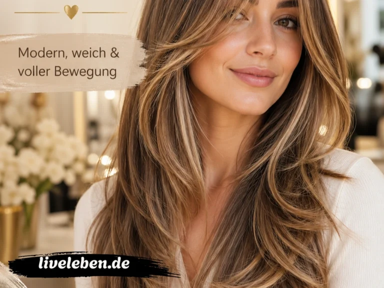 stufenschnitt lange haare mit pony