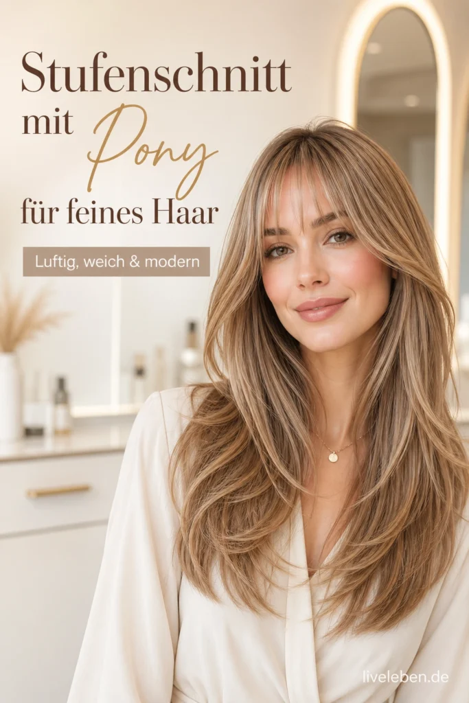 stufenschnitt lange haare mit pony